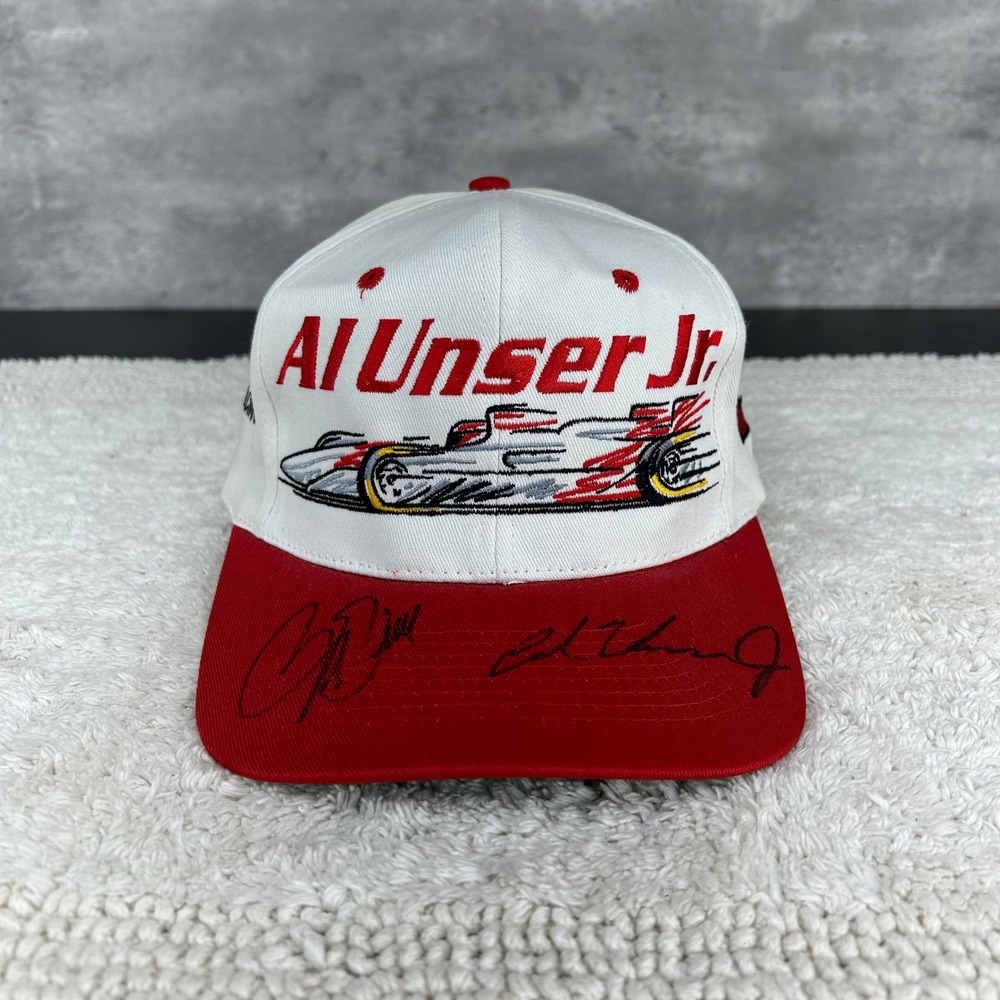 90s Vintage Al Unser F1 Racing Snapback Hat OSFA Signed Embroidered Two Tone Cap